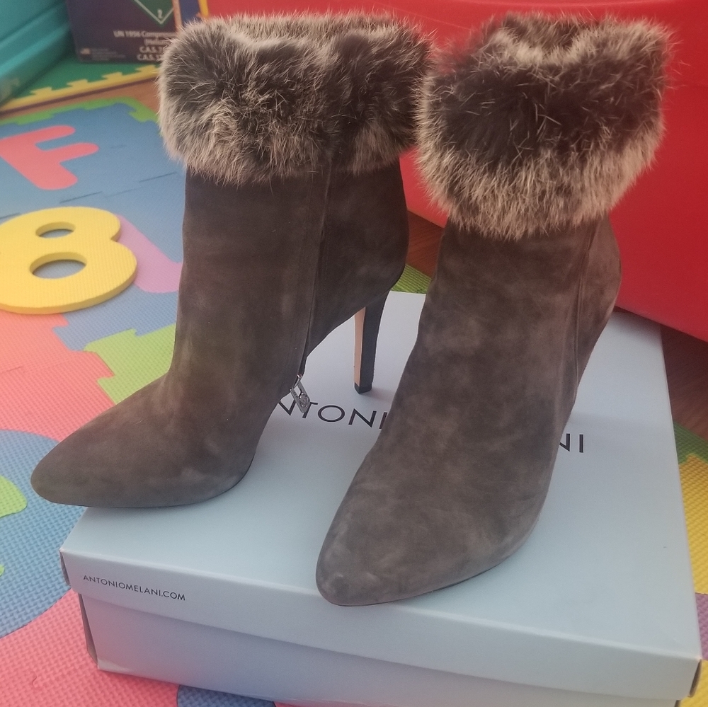 Gray Suede and Fur boots